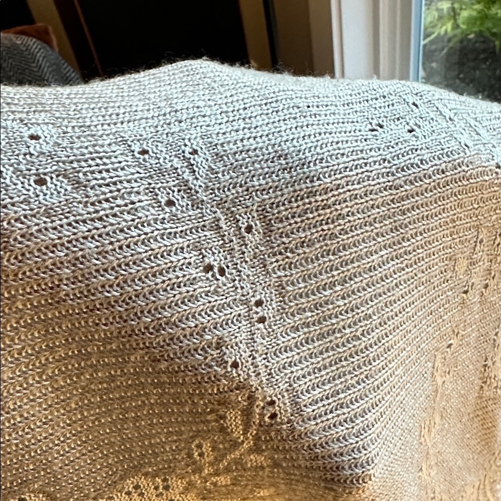Vintage eyelet v neck lightweight pullover knit sweater - Picture 5 of 8